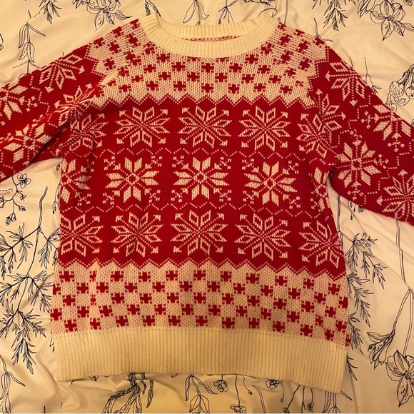 🎉❄️🎉HP🎉❄️🎉 EXLURA Red and White Snowflake Ugly Christmas Sweater - size XL - Picture 8 of 11